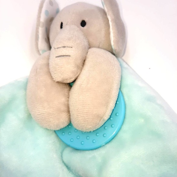 New Forever baby, security blanket, lovey, Teether Blue Elephant Stuffed Animal - Picture 4 of 7